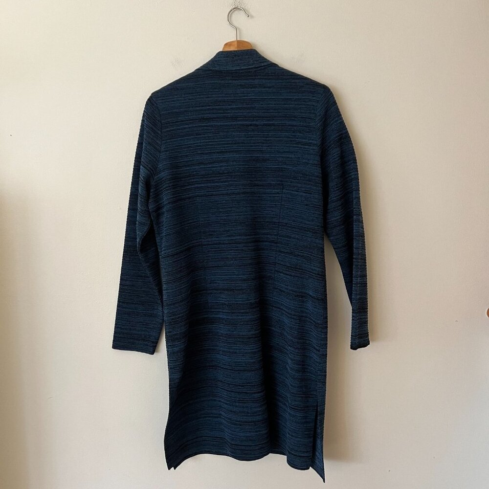 Exclusively Misook Blue Black Knit Long Cardigan Sweater Women's Size Small - Picture 6 of 8